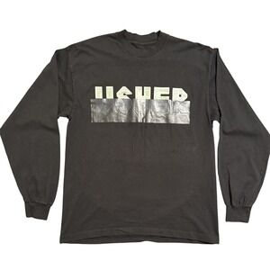 Usher Ushbucks Long Sleeve Shirt Mens M Black Thick Front Back Money Graphic